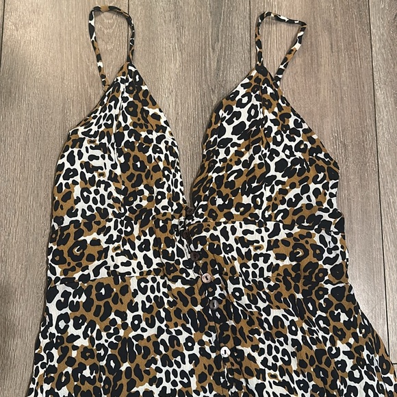 Cleobella Leopard Print Midi Maxi Dress Cheetah Brown Button front - Picture 4 of 9